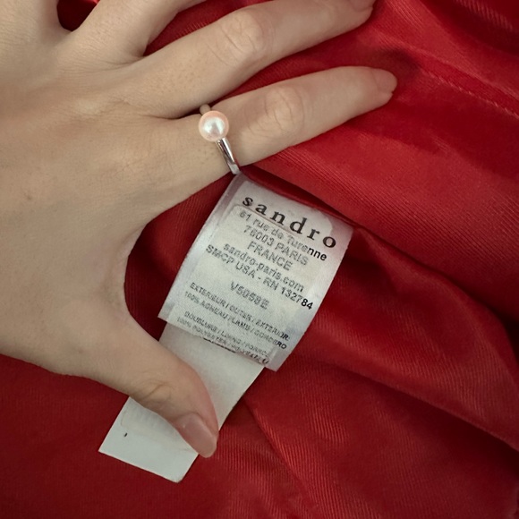 Red Lamb Leather Biker Jacket from Sandro - Brand New - Picture 7 of 10